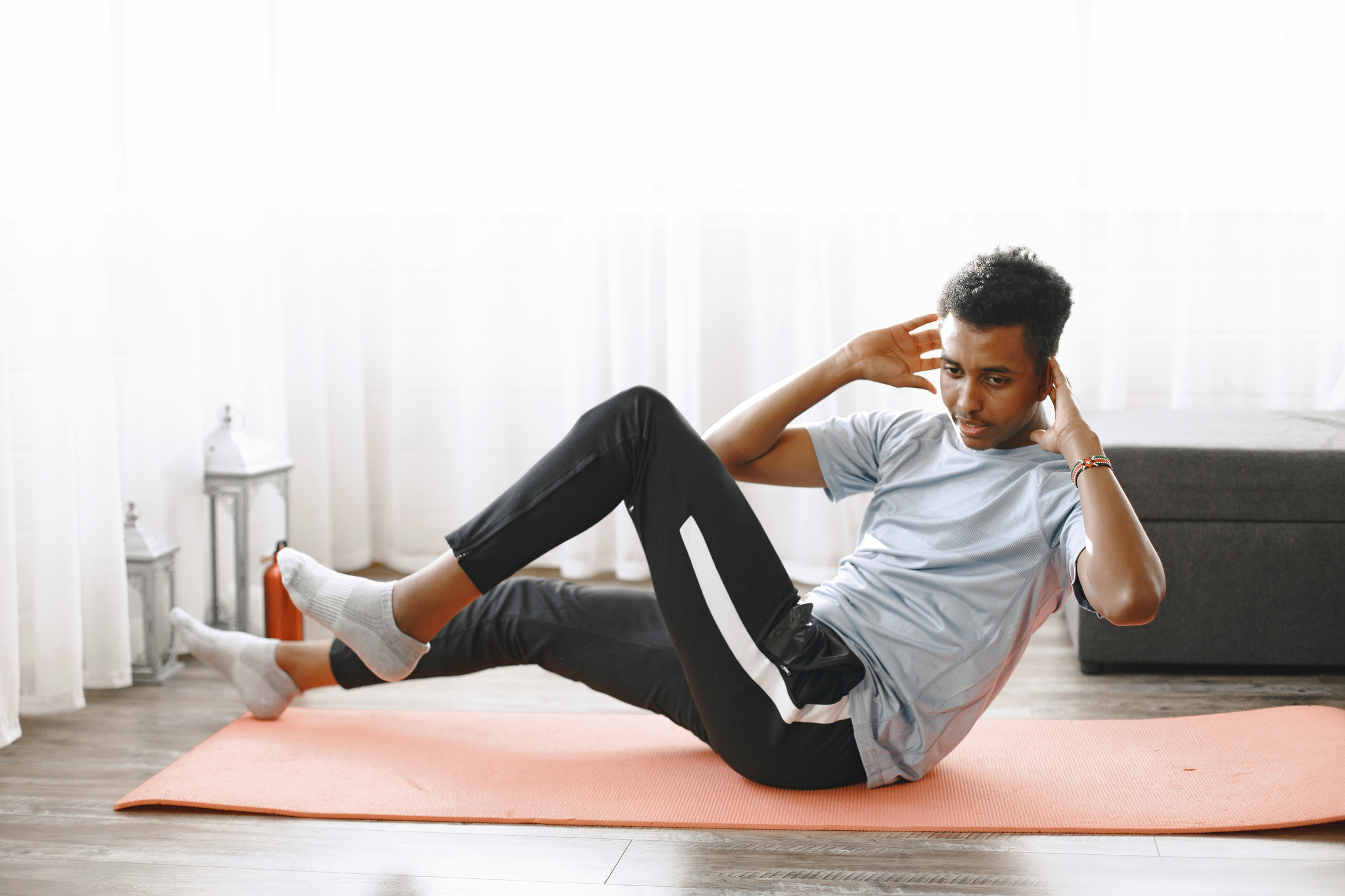 Man Working Out at Home